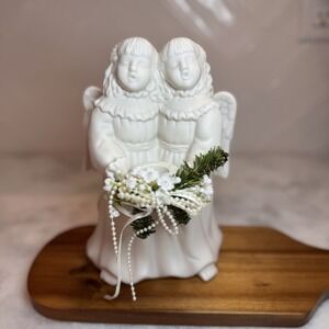 Vintage 1997 Growth Singing Angels Porcelain Votive Candle Holder Figurine